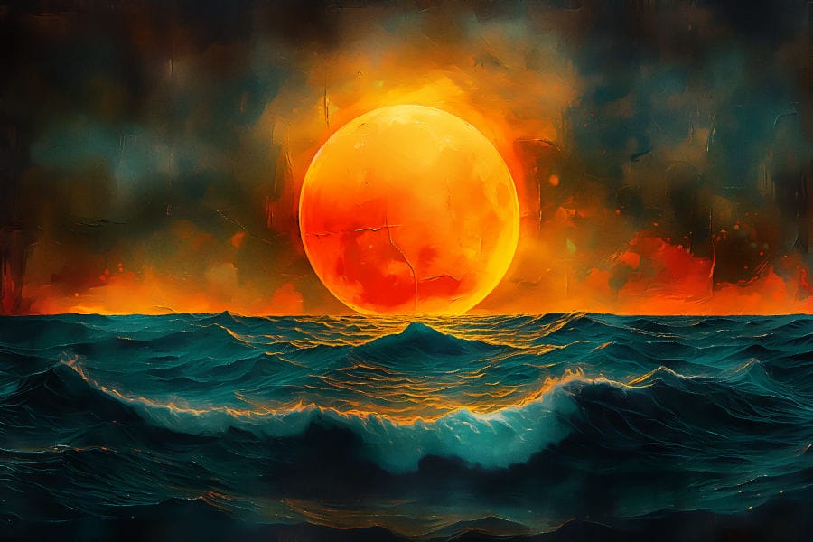 Moon over the Ocean, Digital art