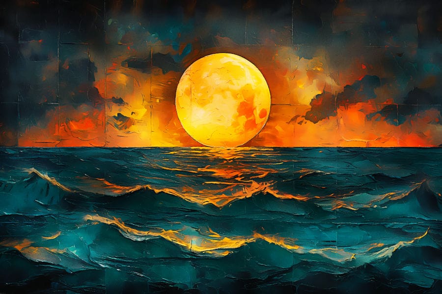 Moon over the Ocean, Digital art