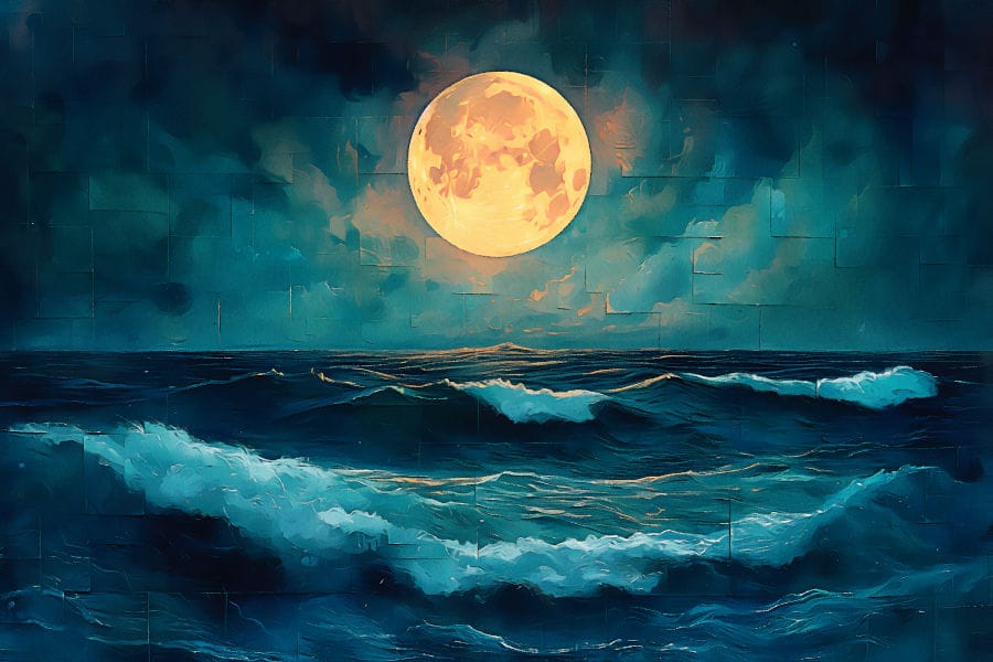 Moon over the Ocean, Digital art