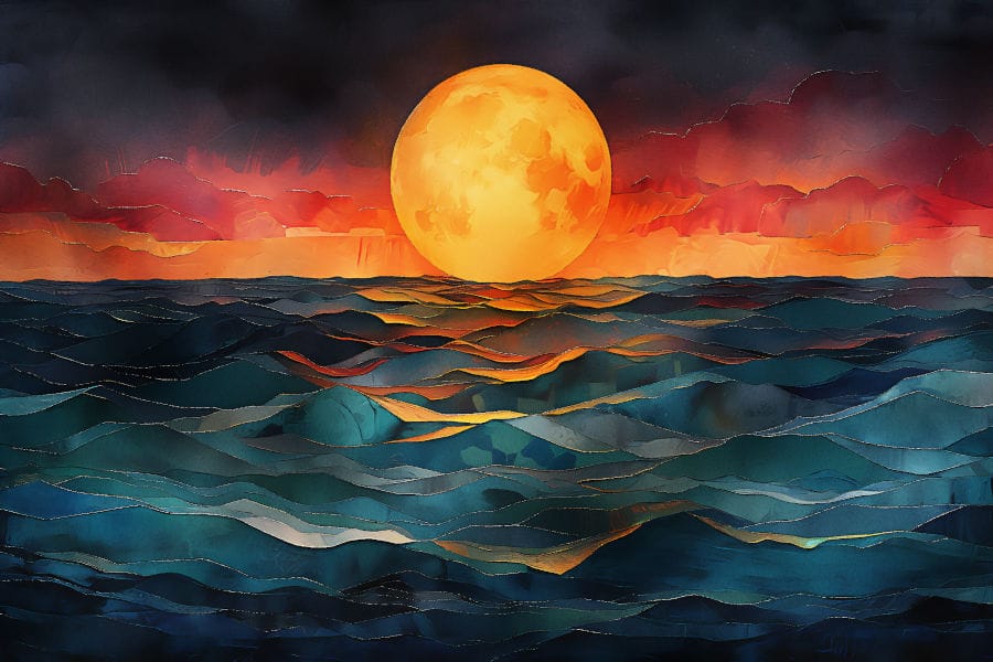 Moon over the Ocean, Digital art