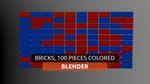 Bricks from 100 pieces colored with red and blue - Blender