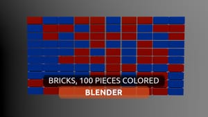 Bricks from 100 pieces colored with red and blue - Blender